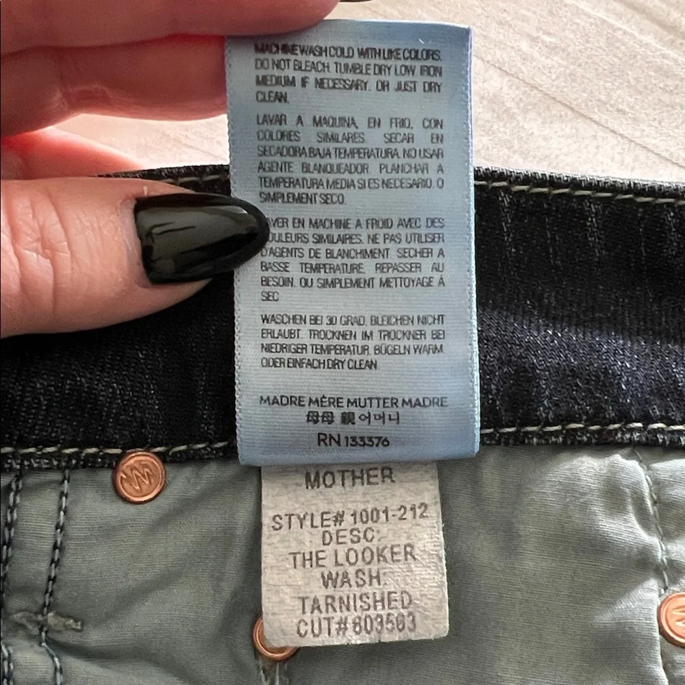 MOTHER Women's Distressed Dark Blue Skinny Jeans - Picture 6 of 13